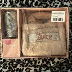 Juicy Couture Blush Fur Bag and Rhinestone Tumbler Set